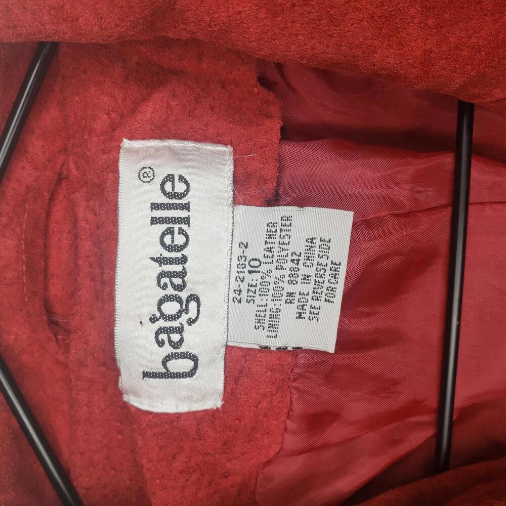 Vtg Bagatelle Women's Sz 10 Auburn Genuine Leather Buttoned Collared Jacket(1819 - Picture 7 of 7